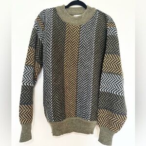 Vintage men Peter Anthony pull over Crewneck Sweater wool blend geometric large